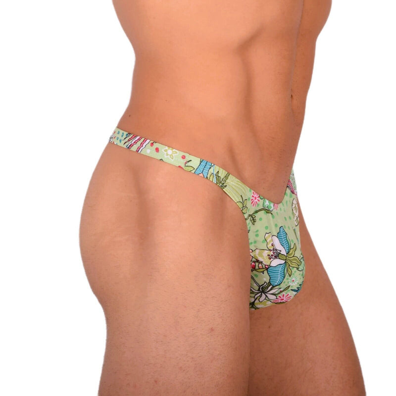 XS/S SMU Tanning Walking around Green Floral Thongs MX20 340633