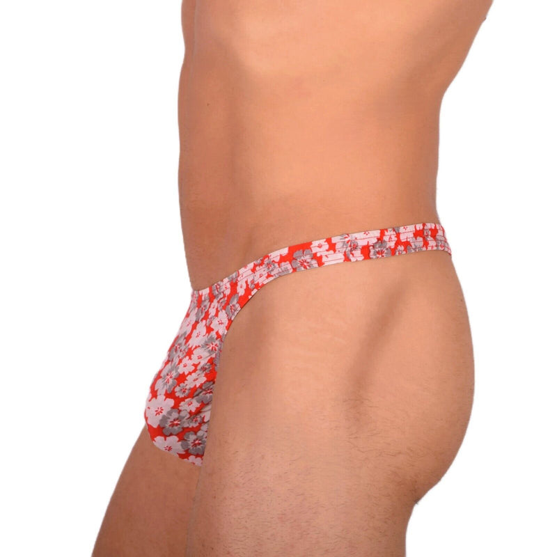 XS/S SMU Tanning Walking around Red Floral Thong MX20 340532