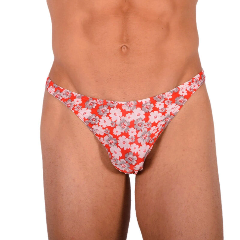 XS/S SMU Tanning Walking around Red Floral Thong MX20 340531