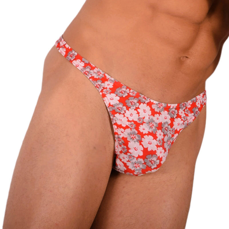 XS/S SMU Tanning Walking around Red Floral Thong MX20 340535