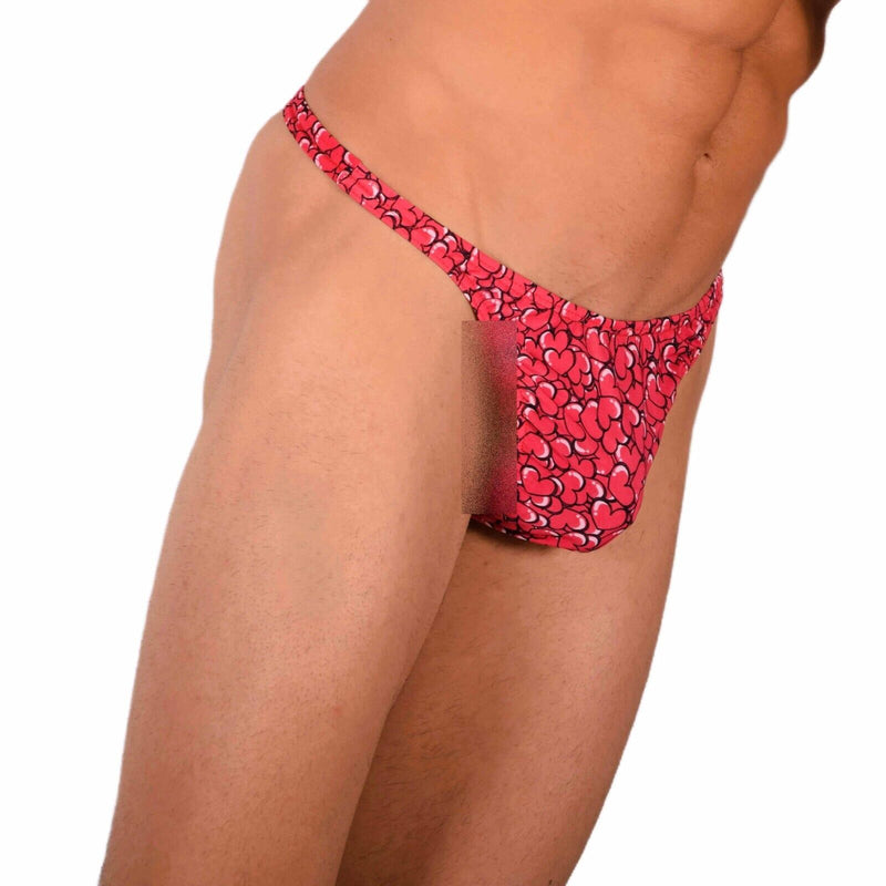 XS/S SMU Tanning Walking around Red Hearts Thong MX20 340565
