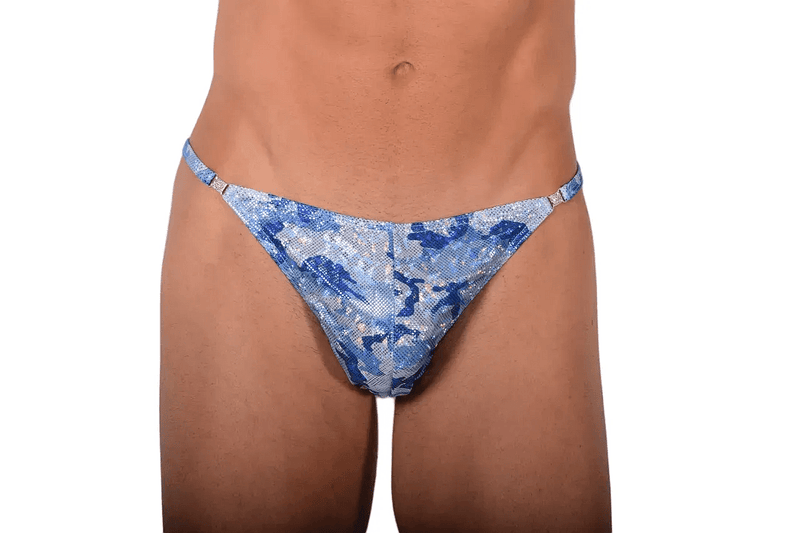 XS/S SMU Thong Rhinestones Aqua Flash 28'' 30'' Waist MX10 1005923