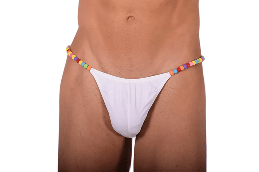 XS/S/M SMU White Thong colorful decoration 28''32'' Waist MX10 1005571