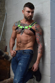 20-LED COLORS HARNESS BREEDWELL STARLIGHT BULLDOG HARNESS NEON GREEN - SexyMenUnderwear.com