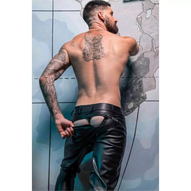 TOF PARIS Kinky Bottomless Pants Fashion Leather-Look Versatile Pant 47A