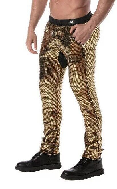 TOF PARIS Pants Glitter Low-Rise Sequin Pant 2-Spacious Pockets Gold 49