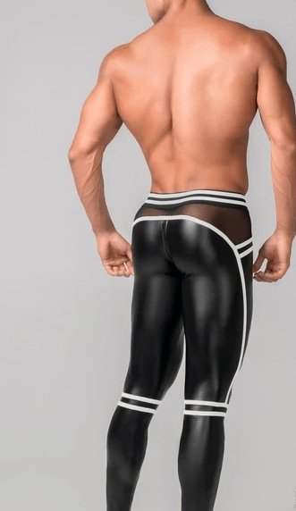 2XL MASKULO Leggings Youngero Y Back Zipped Men Legging Neon-White LG112-80 27 - SexyMenUnderwear.com