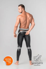 2XL MASKULO Leggings Youngero Y Back Zipped Men Legging Neon-White LG112-80 27 - SexyMenUnderwear.com