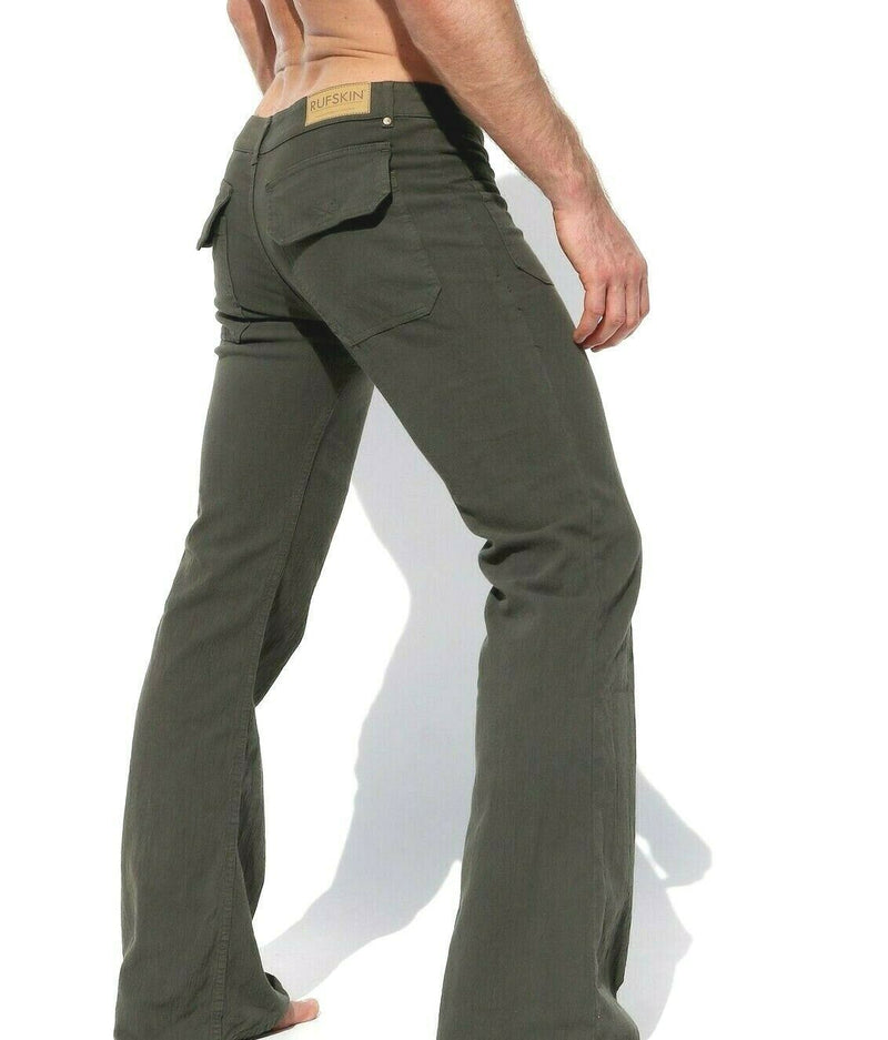 34'' RUFSKIN Pants RANGER FOREST Vintage Stretch Flare-Leg Jeans Twill Cotton - SexyMenUnderwear.com