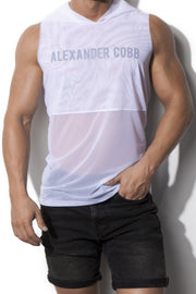 ALEXANDER COBB Athletic Tank Sleeveless Hoody Lightweight Mesh White 3 - SexyMenUnderwear.com