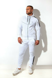 ALEXANDER COBB Cotton Jacket Hoodie With Zipper Super Soft White & Black 4 - SexyMenUnderwear.com