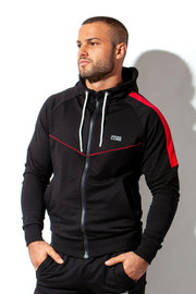 ALEXANDER COBB Jacket Hoodie Zipper Super Soft Black & Red Cotton Hoody 5 - SexyMenUnderwear.com