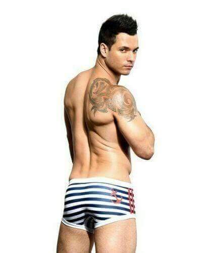 Andrew Christian XS Andrew Christian Boxer Sailor Trunk long Boxers Navy & White XS 7681 20