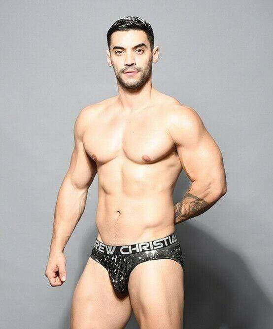 XS Andrew Christian Brief Starlight Briefs w/ Almost Naked Slip Black 91665 65