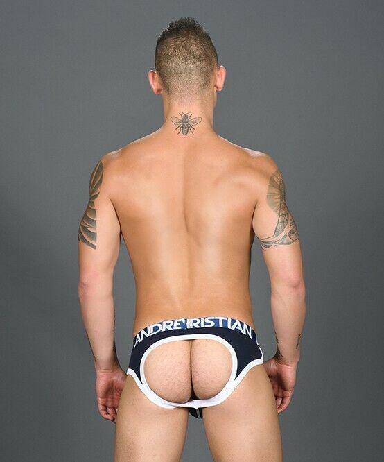 XS Andrew Christian Jock Show-It Retro Pop Locker Room Jockstrap Navy 91030 27