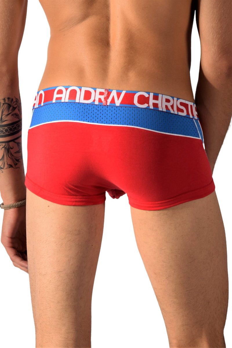 Andrew Christian Boxer Trophy Boy Active Mesh Boxers Red 91057 38 - SexyMenUnderwear.com