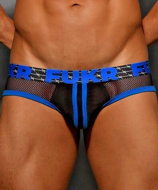 Andrew Christian Brief Hard FUKR Collection Mesh Black & Blue Briefs 92724 57 - SexyMenUnderwear.com