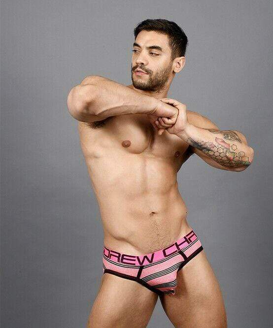 Andrew Christian Brief Ultra Stripe Briefs Chic Slip Black / Pink 91364 42 - SexyMenUnderwear.com