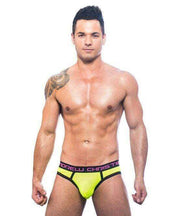 Andrew Christian Briefs California Palms Mesh Slips Brief Neon Yellow 90927 9 - SexyMenUnderwear.com