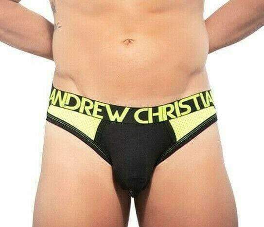 Andrew Christian Jock Trophy Boy Electric Neon JockStrap Black 90917 27 - SexyMenUnderwear.com