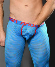 Andrew Christian Legging 4-Way Mesh Stretch Men Leggings Electric Blue 92307 67 - SexyMenUnderwear.com