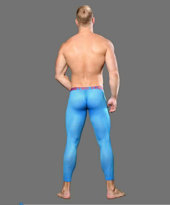 Andrew Christian Legging 4-Way Mesh Stretch Men Leggings Electric Blue 92307 67 - SexyMenUnderwear.com