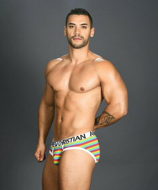 Andrew Christian Pride Rainbow Strip Briefs XS 91013 24 - SexyMenUnderwear.com