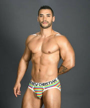 Andrew Christian Pride Rainbow Strip Briefs XS 91013 24 - SexyMenUnderwear.com