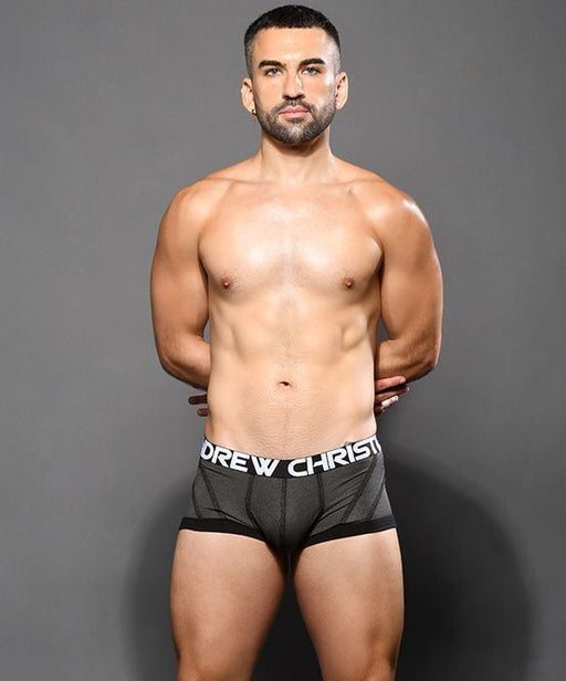 Andrew Christian Sports Boxer Active Stylish Gym Athletic Support Charcoal 92699 - SexyMenUnderwear.com