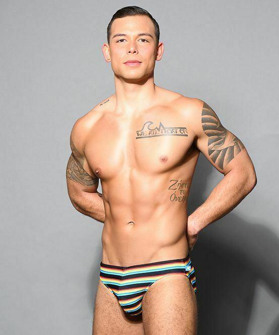 ANDREW CHRISTIAN Swim-Brief California Stripe Bikini Snuggle Swimwear 7820 10 - SexyMenUnderwear.com
