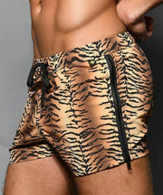 ANDREW CHRISTIAN Swim-Short Tiger Zipper Swimwear Form Drawstring 7827 69 - SexyMenUnderwear.com