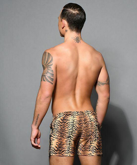 ANDREW CHRISTIAN Swim-Short Tiger Zipper Swimwear Form Drawstring 7827 69 - SexyMenUnderwear.com
