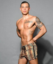 ANDREW CHRISTIAN Swim-Short Tiger Zipper Swimwear Form Drawstring 7827 69 - SexyMenUnderwear.com