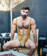 Andrew Christian Swimwear Thong-Bodysuit Unleashed Leopard Singlet Boykini 7943 - SexyMenUnderwear.com