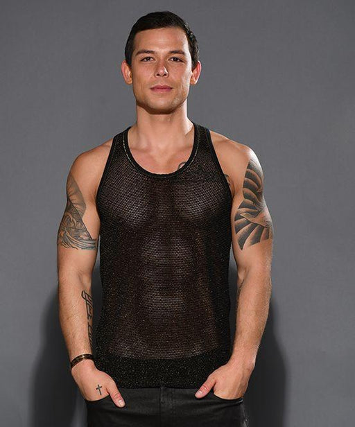 Andrew Christian Tank Golden Mesh Sport Metalic Yarns See-Through 2845 67 - SexyMenUnderwear.com