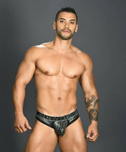 Andrew Christian Thong Disco Animal Tangas Enhancing Pouch Shiny Black 91016 31 - SexyMenUnderwear.com