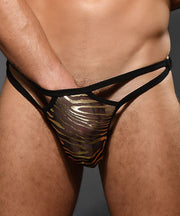 ANDREW CHRISTIAN Tiger Sheer Thong Massive 4-Way Stretch Mesh Natural 92240 40 - SexyMenUnderwear.com