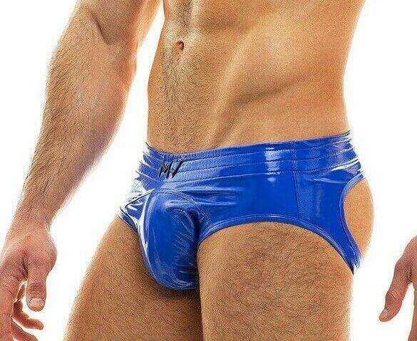 Bottomless MODUS VIVENDI Vinyl Viral Jockstrap Combo Blue 08014 55 - SexyMenUnderwear.com
