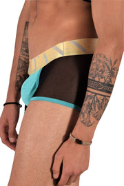 Boxer TANN MONTREAL Mesh Trunks Show Me Off Transparent Trunk Turquoise 4 - SexyMenUnderwear.com