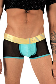 Boxer TANN MONTREAL Mesh Trunks Show Me Off Transparent Trunk Turquoise 4 - SexyMenUnderwear.com