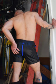 BREEDWELL 3-Pockets Shorts Leather-Look DOMINATOR Short With Reversible Zipper Blue 19 - SexyMenUnderwear.com