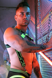 BREEDWELL Akira Adjustable Body Harness Reflective Trim in Neon Yellow - SexyMenUnderwear.com