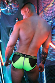 BREEDWELL Akira Briefs 3M Reflector Sheer Inset Neon Yellow Brief - SexyMenUnderwear.com