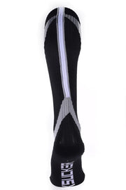 BreedWell AKIRA Knee-High Socks With Ribbed Chevron Stripe in Grey - SexyMenUnderwear.com