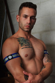 BREEDWELL Armbands Reflector Iridescent Foil Stripe Knit Blue 35 - SexyMenUnderwear.com