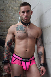 BREEDWELL AXEL Brief Sheer Mesh Leg & Back Panels Neon Pink Briefs 24 - SexyMenUnderwear.com