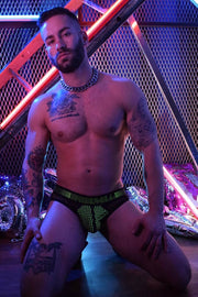 BREEDWELL Brief ManHole Collection Laser-Cut Mesh Panels Briefs Neon Green 15 - SexyMenUnderwear.com
