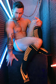 BREEDWELL DayCrawler Long Socks Soft Nylon in Neon Orange 13B - SexyMenUnderwear.com