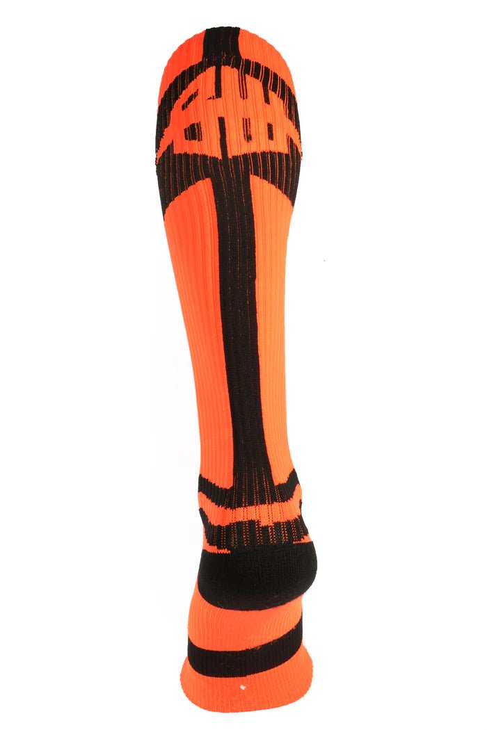 BREEDWELL Infinity Socks Ultra Luxurious Knee-High Sock Logo Stripes Orange Neon - SexyMenUnderwear.com