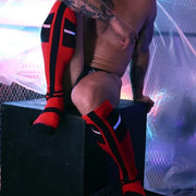 BREEDWELL Infinity Socks Ultra Luxurious Knee-High Sock Logo Stripes Red - SexyMenUnderwear.com